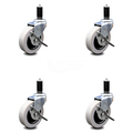 Service Caster 3 Inch Thermoplastic Wheel 1-1/4 Inch Expanding Stem Caster with Brakes, 4PK SCC-EX05S310-TPRS-SLB-114-4